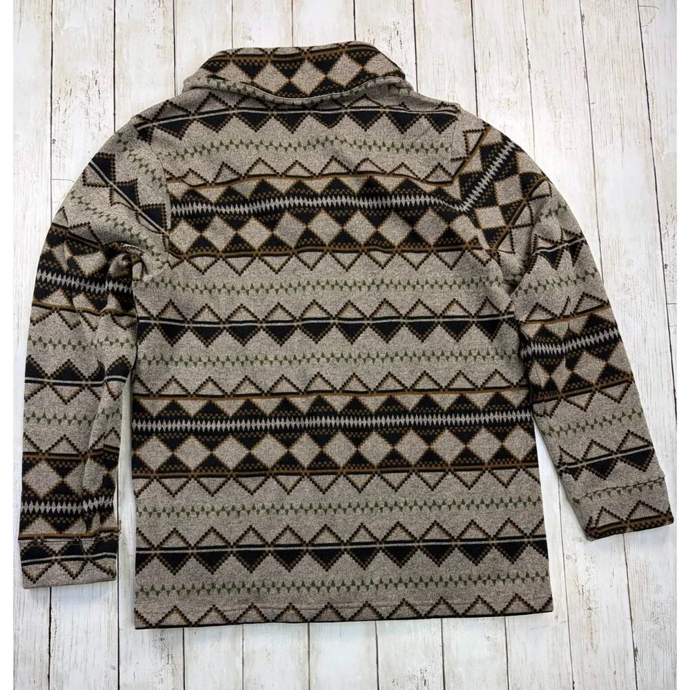 Junk Food Clothing Mens Shawl Collar Cardigan XL Brown Aztec Geometric Sweater